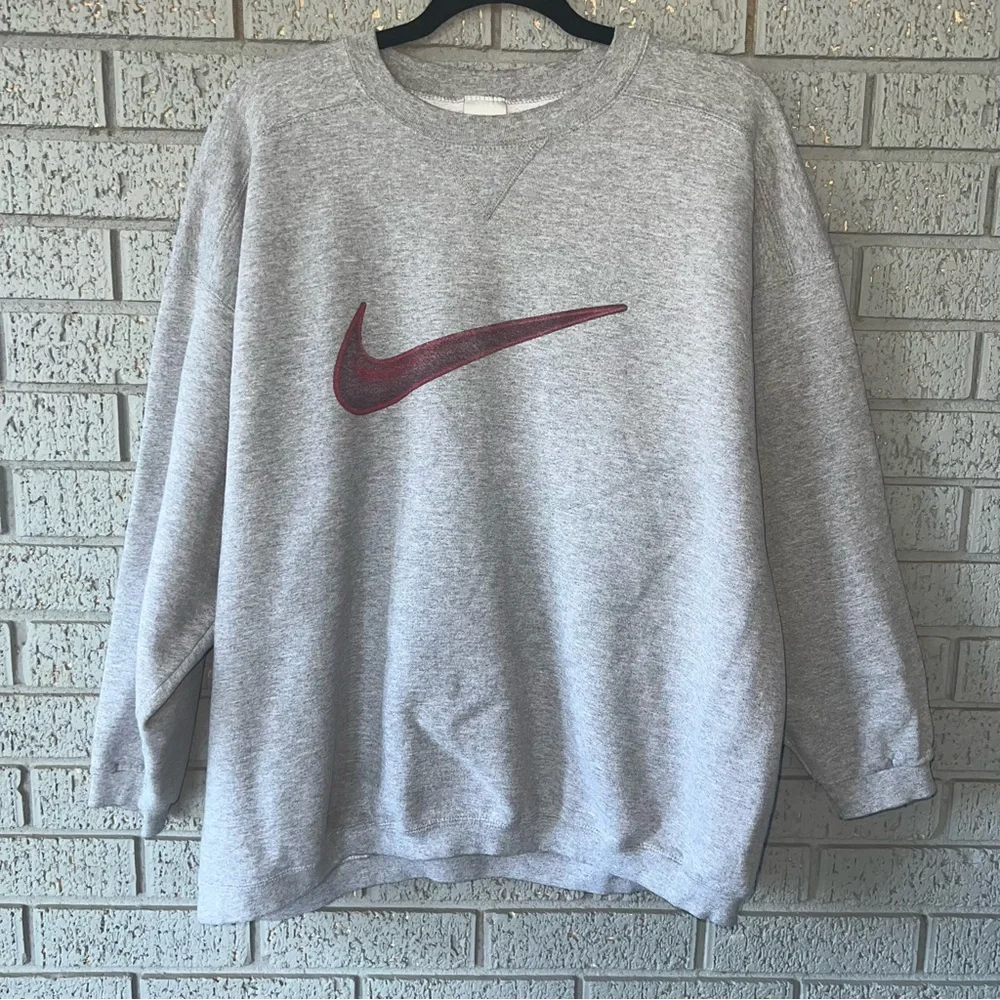 Vintage 90s Nike Big Logo Center Swoosh Crewneck White Tag Made In USA Size XL